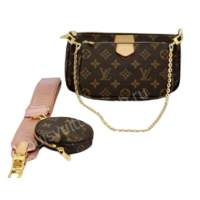 Тройная сумка Louis Vuitton Multi Pochette Monogram розовая