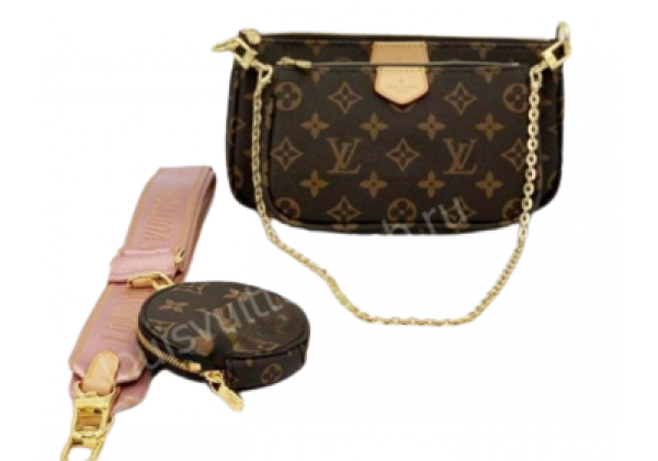 Тройная сумка Louis Vuitton Multi Pochette Monogram розовая