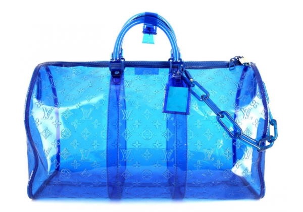 Прозрачная сумка Louis Vuitton Keepall  голубая  
