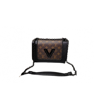 Сумка Louis Vuitton через плечо в клетку черно-коричневая 